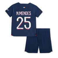 Dětský fotbalový dres Paris Saint-Germain Nuno Mendes #25 2023-24 Domácí Krátký Rukáv (+ trenýrky)